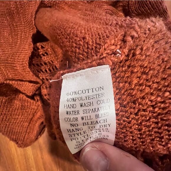 Umgee hooded burnt orange knit sweater - Picture 5 of 7